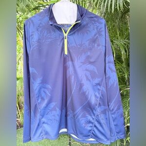 Tommy Bahama Navy Palm Tree UV Tech Half-Zip Performance Shirt XL